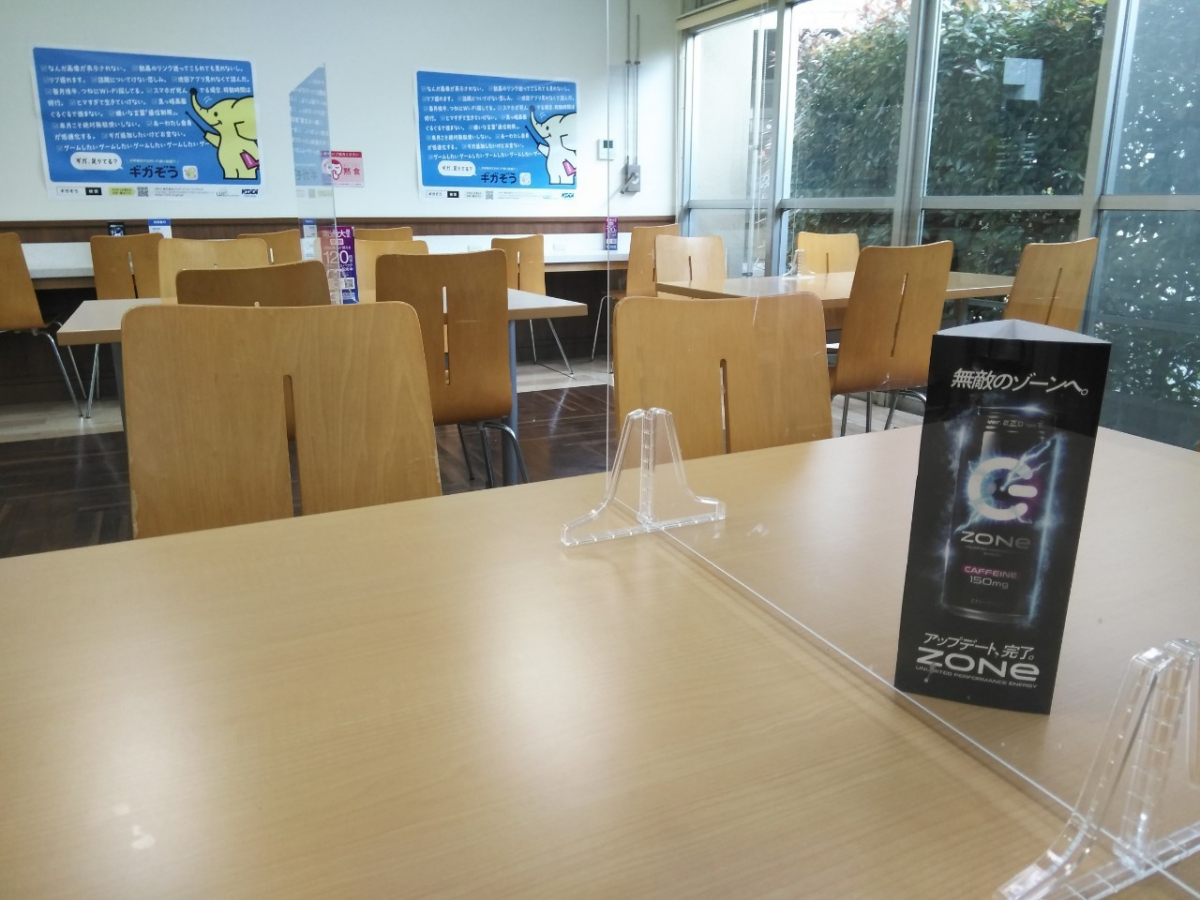 電気通信大学西食堂でのPOP設置