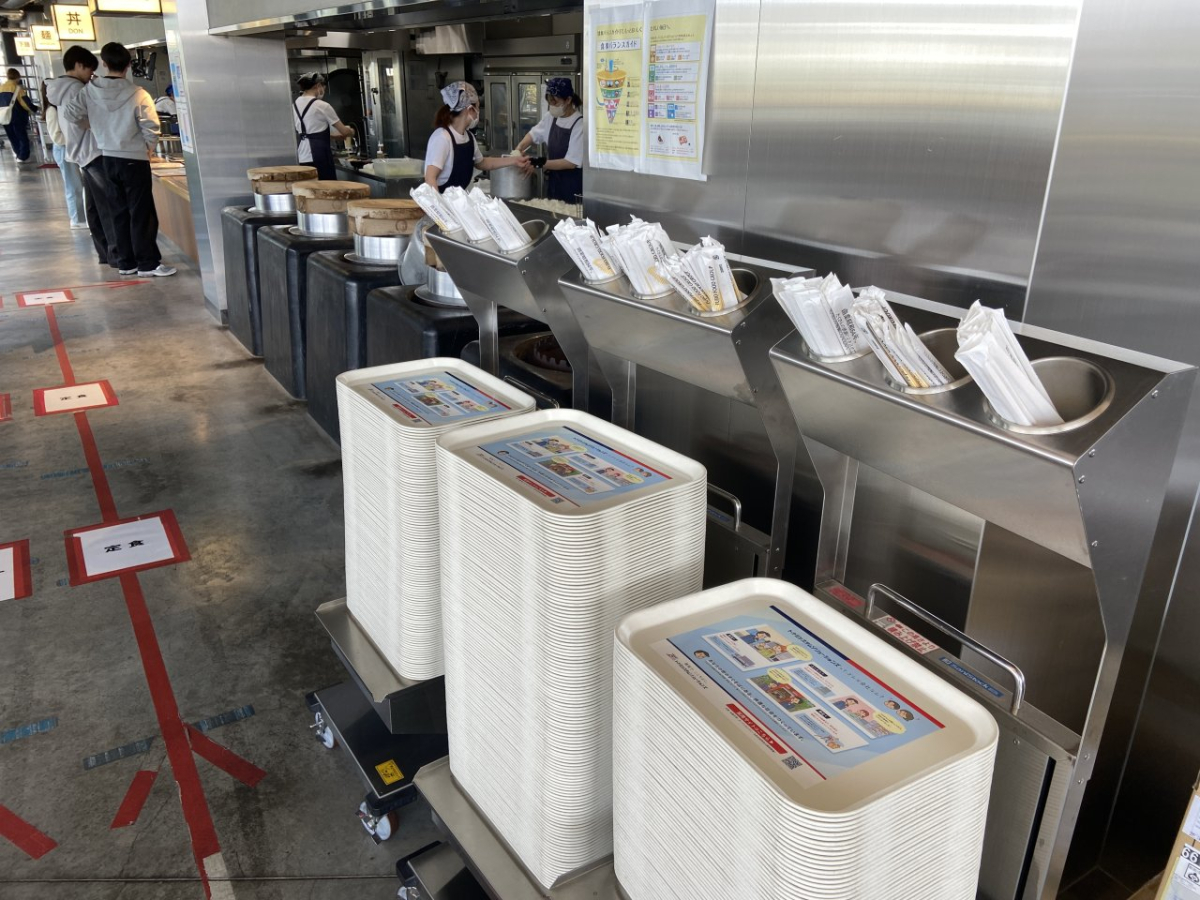 追手門学院大学総持寺キャンパス 学食トレイ広告
