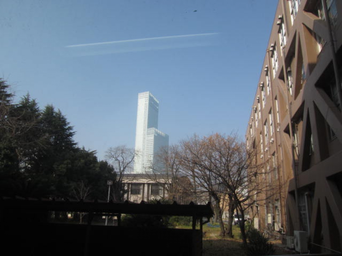 大阪教育大学天王寺キャンパスから見たあべのハルカス